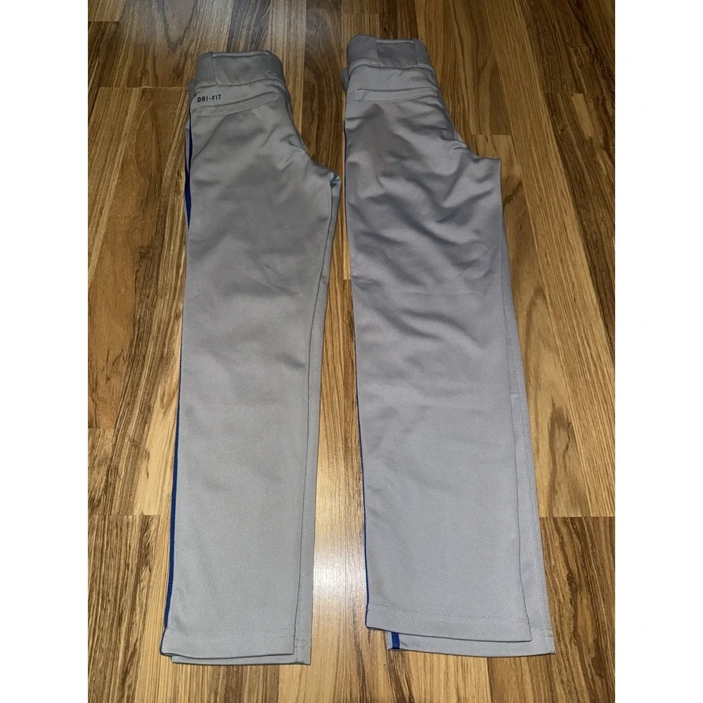 Nike Youth Boys‎ Small S Baseball Pants Gray Royal Blue Piping